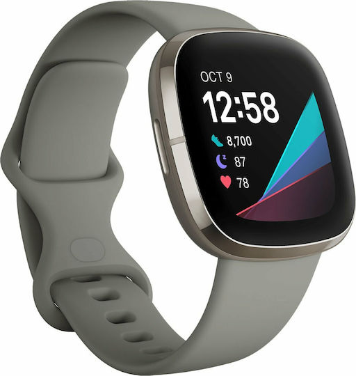 Fitbit Sense Aluminium 40mm Waterproof Smartwatch with Heart Rate Monitor (Sage Grey/Silver) view 2