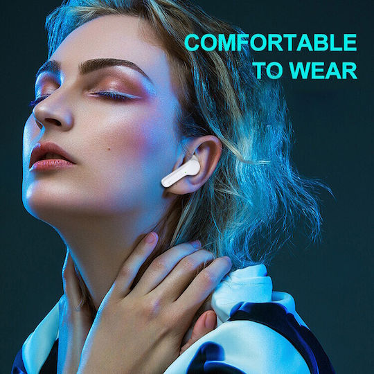 Powertech PT-1052 In-ear Bluetooth Handsfree Earphones with Sweat Resistance and Charging Case White view 3