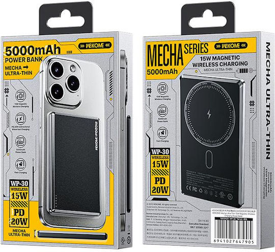 WK WP-30 MagSafe Power Bank 5000mAh 20W Power Delivery Black vue 8