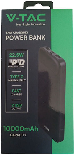 V-TAC 7833 Power Bank 10000mAh with USB-A Port and USB-C Port Black view 2