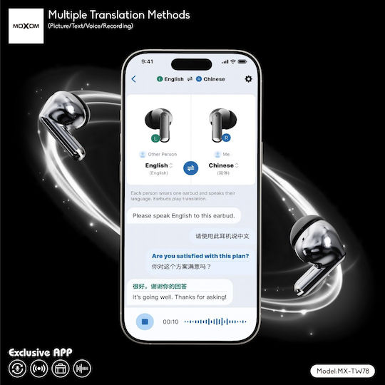 Moxom MX-TW78 In-ear Bluetooth Handsfree Earphones with Charging Case Black Ansicht 5