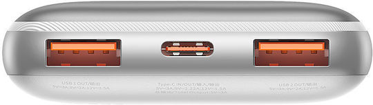 Baseus Bipow Pro Power Bank 10000mAh 20W with 2 USB-A Ports and USB-C Port White view 2