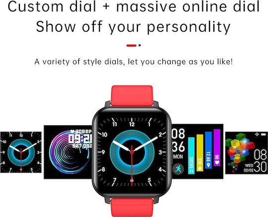 T82 Smartwatch with Heart Rate Monitor (Red) vue 3