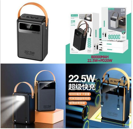 Sovo PD122 Power Bank 80000mAh 22.5W Black view 3