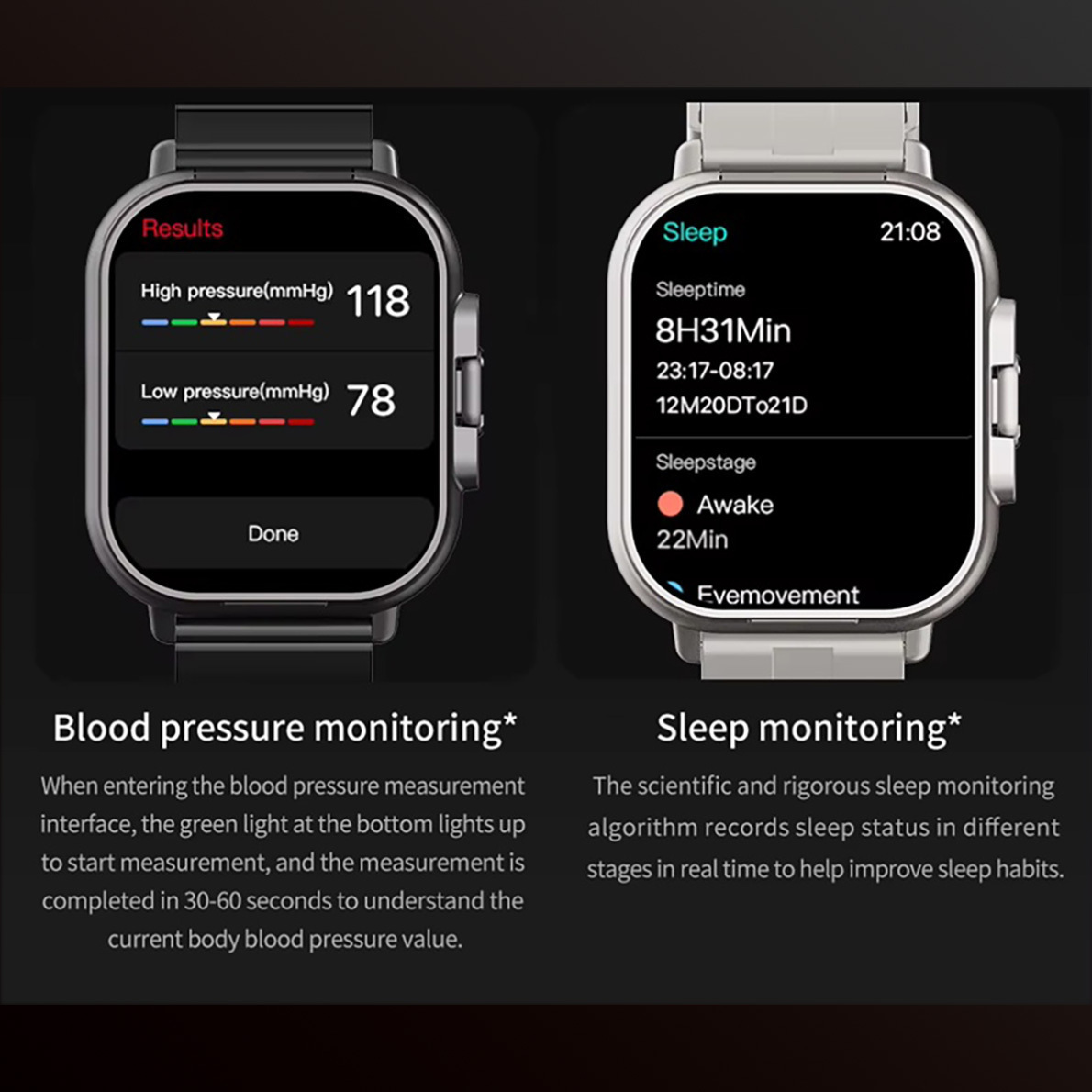 LD1 Aluminum Smartwatch with Heart Rate Monitor Black view 9