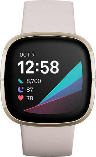 Fitbit Sense Stainless Steel 40mm Waterproof Smartwatch with Heart Rate Monitor (White) view 2