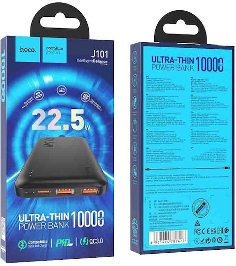 Hoco J101A Astute Power Bank 10000mAh 22.5W with 2 USB-A Ports and USB-C Port Power Delivery / Quick Charge 3.0 Black view 4