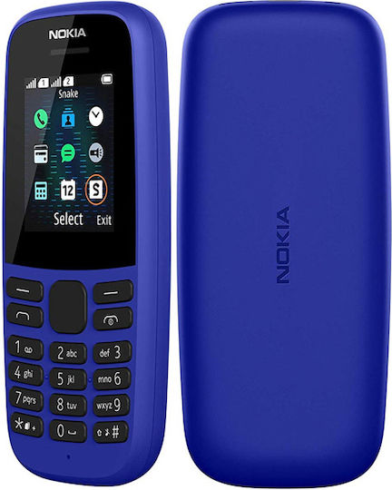 Nokia 105 (2019) Dual SIM Mobile with Buttons (English Menu) Blue view 2