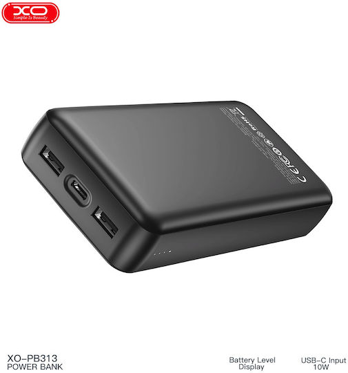 XO PB313 Power Bank 20000mAh with 2 USB-A Ports and USB-C Port Black view 2