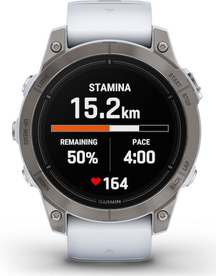 Garmin epix Pro (Gen 2) Sapphire Edition Titanium 47mm Waterproof Smartwatch with Heart Rate Monitor (Whitestone Silicone Band) view 1