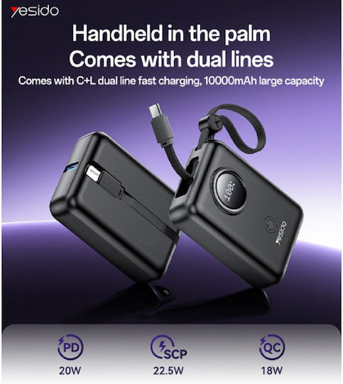 Yesido YP64 Power Bank 10000mAh 22.5W Black view 3