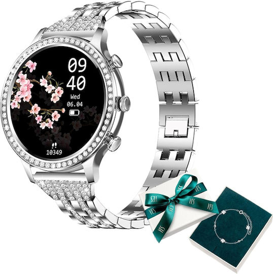 Manta Diamond Lusso + YES Bracelet 43mm Smartwatch with Heart Rate Monitor (Silver) view 4