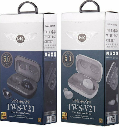 WK V21 In-ear Bluetooth Handsfree Earphones with Charging Case White view 2