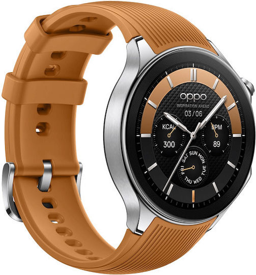Oppo Watch X Stainless Steel 47mm Waterproof with Heart Rate Monitor (Mars Brown) view 2