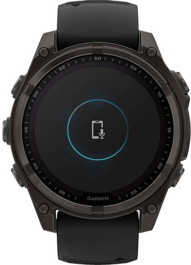 Garmin Fenix 8 Solar Titanium 47mm Waterproof Smartwatch with Heart Rate Monitor (Sapphire, Carbon Grey Dlc Titanium With Black/pebble Grey Silicone Band) vue 4