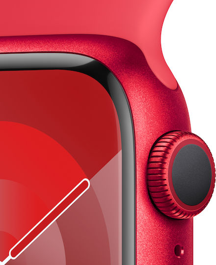 Apple Watch Series 9 Aluminium 41mm Waterproof with Heart Rate Monitor ((PRODUCT)RED Sport Band (M/L)) view 3