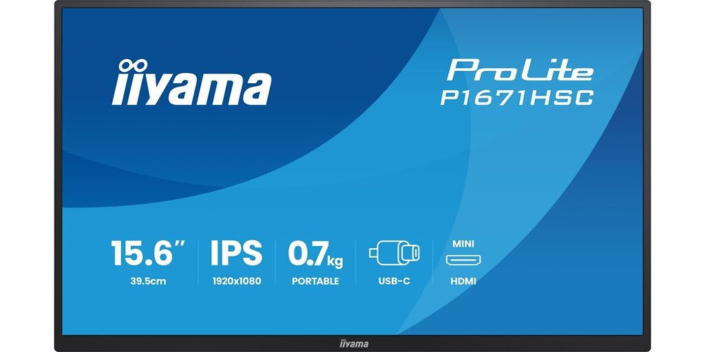 Iiyama ProLite IPS Portable Monitor 15.6" FHD 1920x1080 with Response Time 3ms GTG Gray view 2