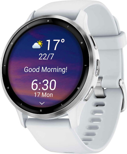 Garmin Venu 3 Stainless Steel 45mm Waterproof Smartwatch with Heart Rate Monitor (Silver Stainless Steel Bezel with Whitestone Case and Silicone Band) view 2