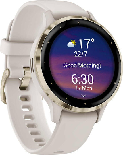 Garmin Venu 3S 41mm Waterproof Smartwatch with Heart Rate Monitor (Soft Gold Stainless Steel Bezel with Ivory Case and Silicone Band) view 3