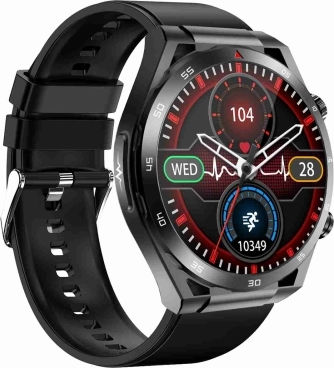 Et450 1.39 Inch Ip67 Waterproof Silicone Band Smart Watch Support Ecg Non-invasive Blood Glucose Measurement Black