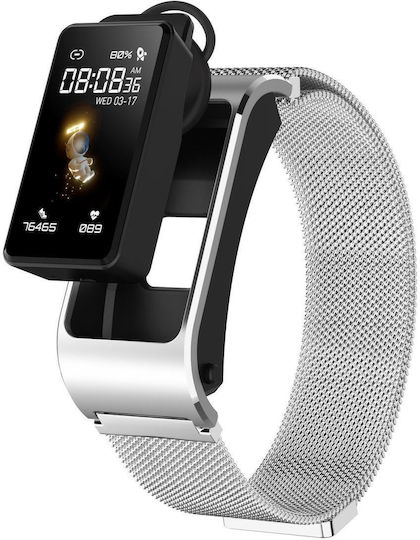 H21 1.14-inch Steel Band Earphone Detachable Smart Watch Support Temperature Measurement Bluetooth Call Voice Control Silver