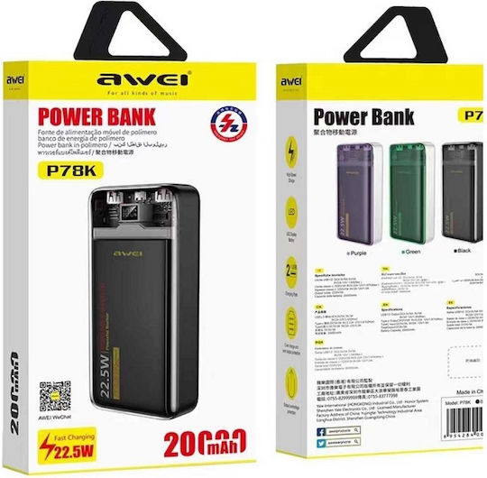 Awei P78K Power Bank 20000mAh 22.5W Black view 2