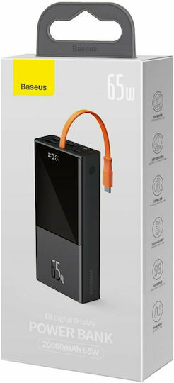 Baseus Elf Power Bank 20000mAh 65W with 2 USB-A Ports and USB-C Port Power Delivery Black view 6