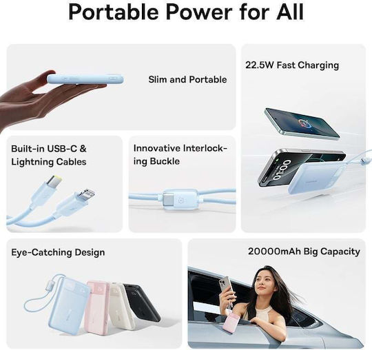 Baseus EnerFill FC11 Power Bank 10000mAh 22.5W with USB-A Port and USB-C Port Beige vue 6