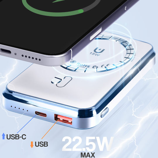 LinQ W15006 MagSafe Power Bank 10000mAh 15W Power Delivery White view 4