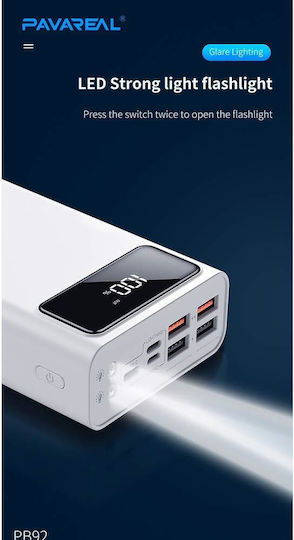 Pavareal PB-92 Power Bank 30000mAh with 4 USB-A Ports and USB-C Port White view 6