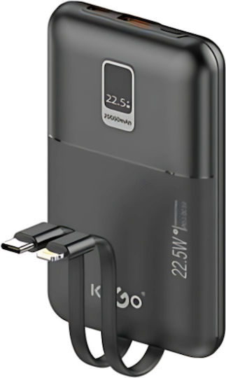 KLGO KP-66 Power Bank 10000mAh 22.5W with USB-A Port and USB-C Port Black view 1