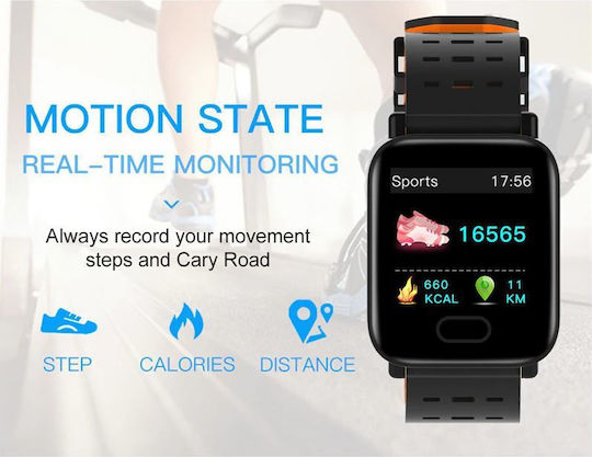 A6 46mm Smartwatch with Heart Rate Monitor (Black) view 4