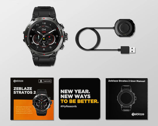 Zeblaze Stratos 2 Stainless Steel Waterproof Smartwatch with Heart Rate Monitor (Meteorite Black) view 2