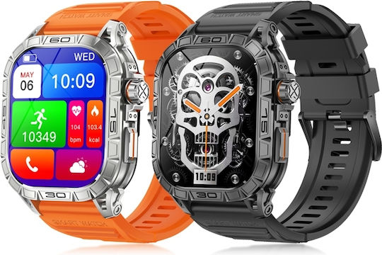 K63 1.96-inch Heart Rate Blood Oxygen Monitoring Bluetooth Call Sports Smart Watch Color Orange view 3