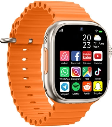 Gs37 1.95 Inch Screen Smart Phone Watch 1gb+16gb Android 9.0 Spreadtrum Sl8541e Network 4g Single Nano Sim Front & Rear Camera Orange Gold