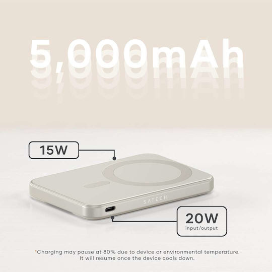 Satechi OntheGo MagSafe Power Bank 5000mAh 15W with USB-C Port Beige view 7