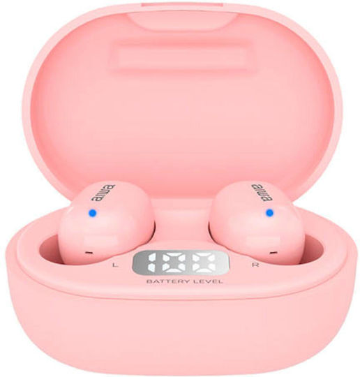 Aiwa EBTW-150 In-ear Bluetooth Handsfree Earphones with Sweat Resistance and Charging Case Pink view 2