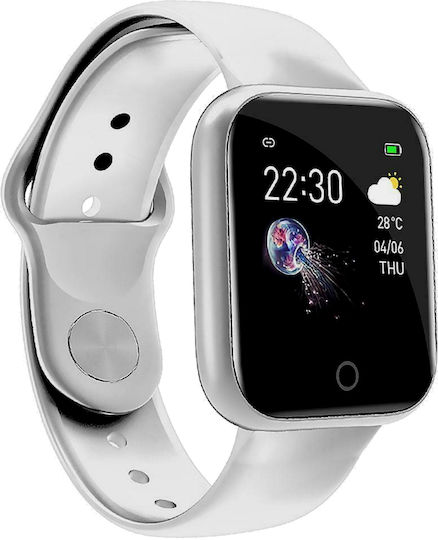Ideal 5.0 Smartwatch Fitness Bracelet Heart Rate Blood Pressure Monitoring Multiple Display Call Text Notifications Music Play Control White Silicone view 1
