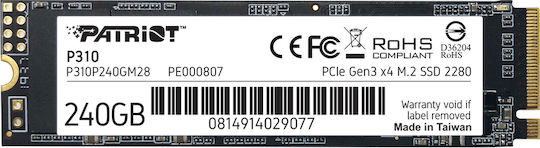 Patriot P310 SSD 240GB M.2 Type With PCI Express 3.0 Connection P310P240GM28