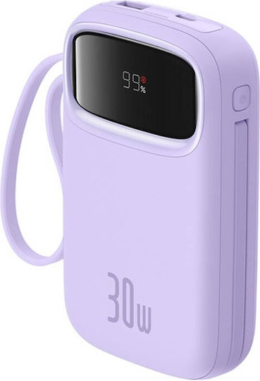 Baseus QPow 2 Power Bank 10000mAh 30W with USB-A Port and USB-C Port Purple view 4