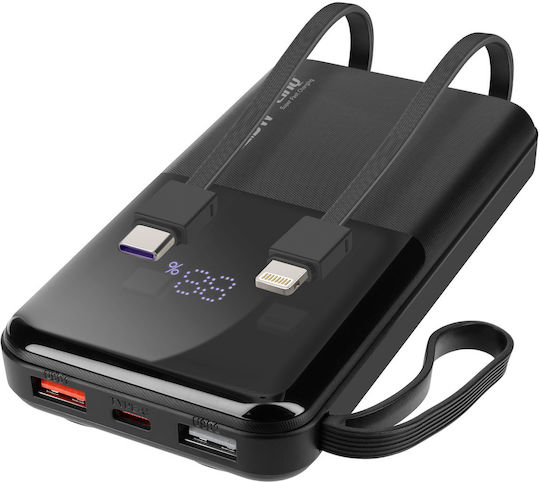 LinQ PD15300 Power Bank 10000mAh 20W with 2 USB-A Ports and USB-C Port Power Delivery Black