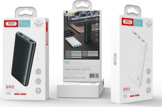 XO PR120 Power Bank 10000mAh with 2 USB-A Ports and USB-C Port Black vue 3