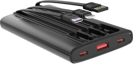 Woox MX0131 Power Bank 10000mAh 22.5W with USB-A Port and 2 USB-C Power Delivery Ports Black view 2