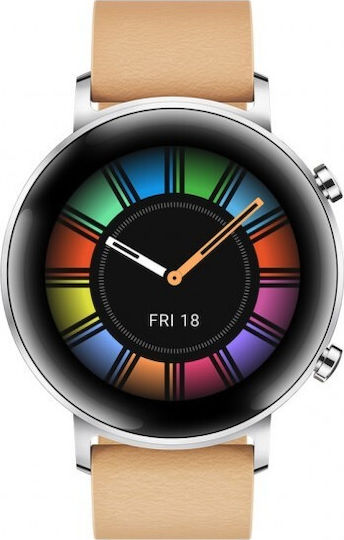 Huawei Watch GT 2 42mm Stainless Steel 42mm Waterproof with Heart Rate Monitor (Beige) view 1