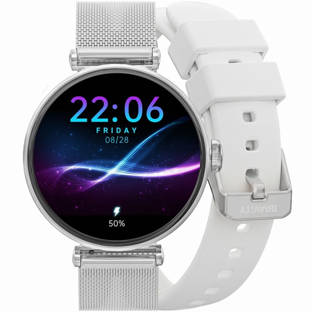 Gravity GT26-8 Smartwatch with Heart Rate Monitor (Silver)