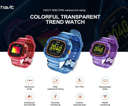 Havit M90 Smartwatch with Heart Rate Monitor (Red) view 4