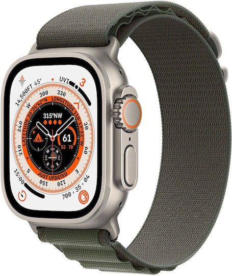 Apple Watch Ultra Titanium 49mm Waterproof with eSIM and Heart Rate Monitor (Green Alpine Loop Large) view 2