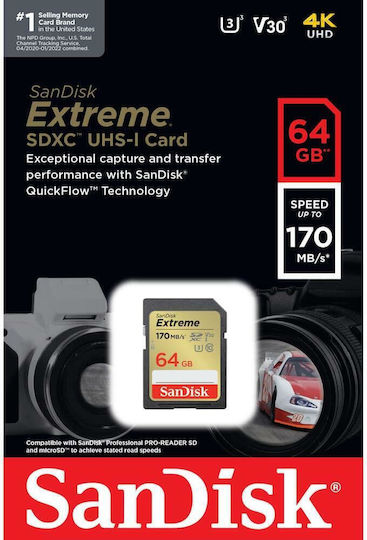 Sandisk Extreme SDXC 64GB Class 10 U3 V30 UHS-I view 2