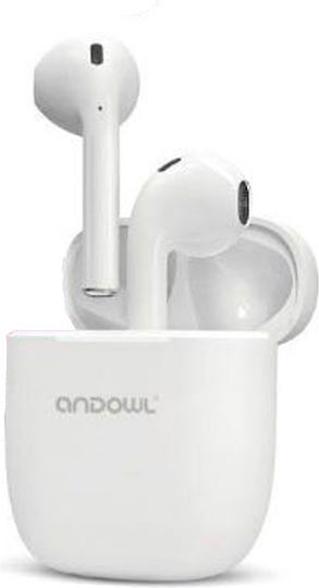 Andowl Q-BA5 In-ear Bluetooth Handsfree Earphones with Charging Case White view 1