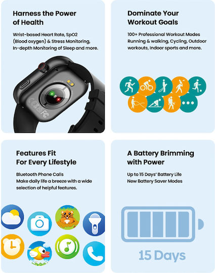 Zeblaze Btalk Plus Smartwatch with Heart Rate Monitor (Jet Black) view 8